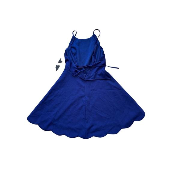 NWT - LULU's Scalloped Hem mini dress, size Small.  Royal blue; Strappy back - Picture 4 of 9
